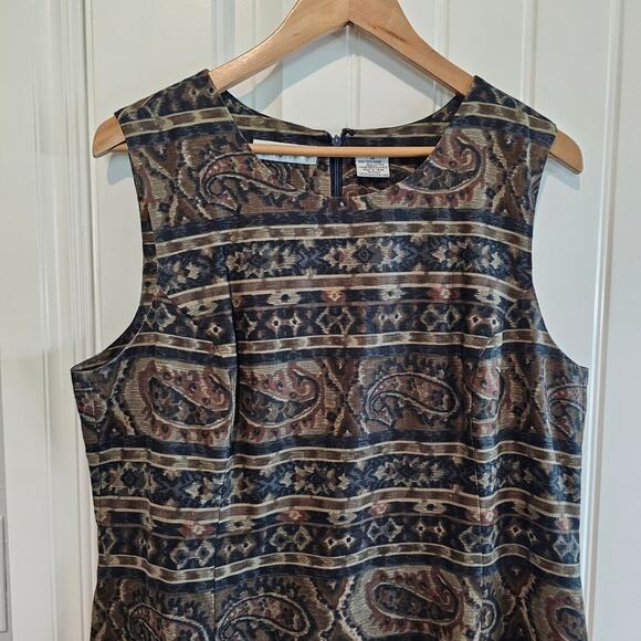 Chaus Y2K Sheath Dress Womens Size 14 Brown Abstract Paisley 90s Neutral Friends - Picture 3 of 9